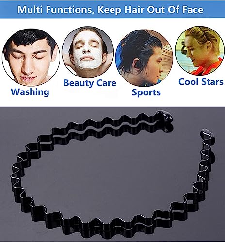 Metal Hair Band Non-Slip Wavy Headband for Men and Women Black