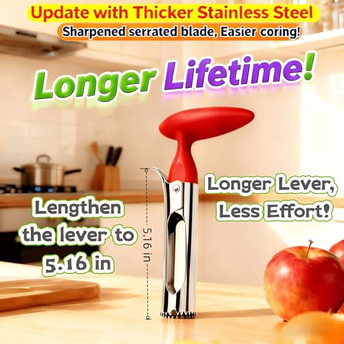 Stainless Steel Apple Corer Tool with Serrated Edge - Easy Grip