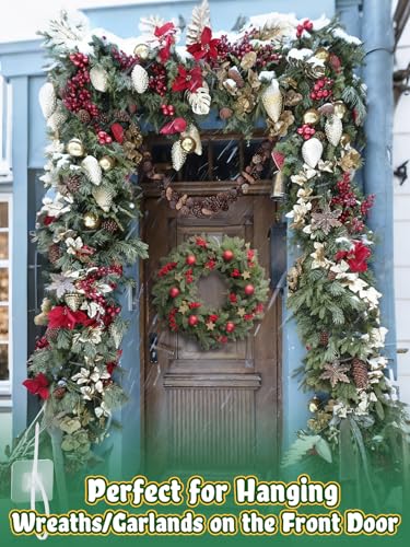 Acostop 24 Pcs Christmas Garland Hangers - No Drill Hooks for Wreaths