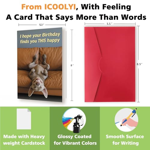 Funny Dog Birthday Card for Men and Women with Envelope