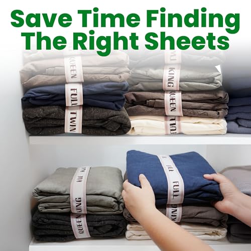 ECOHomes Queen Bed Sheet Organizer Label Bands 2-Pack Cream – Linen Storage & Divider Straps