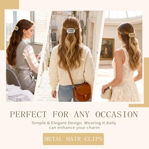 Metal Hair Clips 2-Pack Vintage Gold & Silver French Barrettes