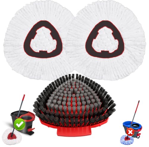 Fatmass Spin Mop Replacement Heads & Scrubber Brush Set for O-Cedar EasyWring