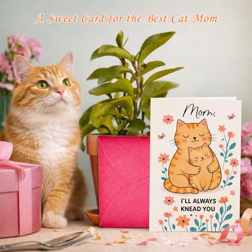 Funny Cat Mom Mother's Day Card - 5.5x8 with Envelope