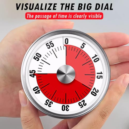 Visual Kitchen Timer - Magnetic Stainless Steel Countdown Timer for Cooking & Study