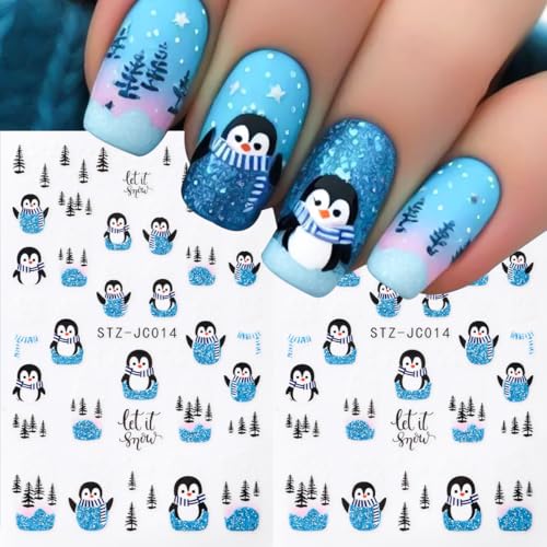 SUTOZMIWE 3D Christmas Nail Art Stickers, Holiday Decals 8-Sheet Set