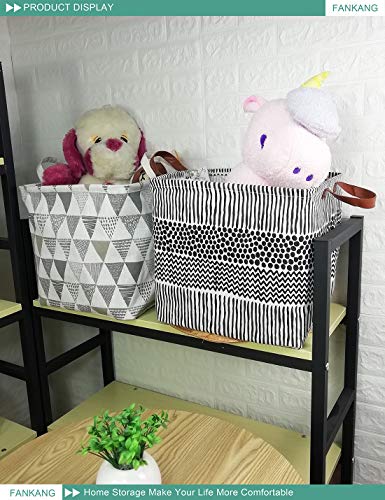 Square Black Lines Nursery Storage Hamper - Collapsible Canvas Basket