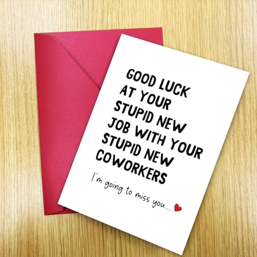 Funny New Job Card BT-215 - Good Luck Farewell Card with Envelope