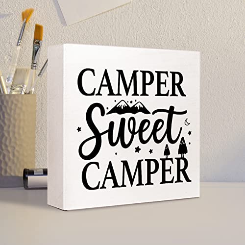Rustic Wooden Camping Quote Sign | Desk Decor for Home & Office