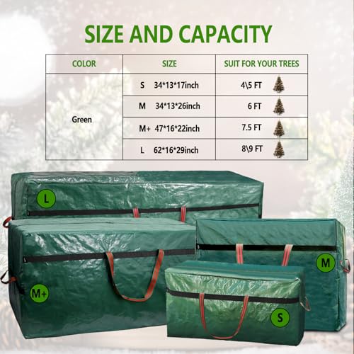 Large Waterproof Christmas Tree Storage Bag - Green, 9FT Holiday Organizer