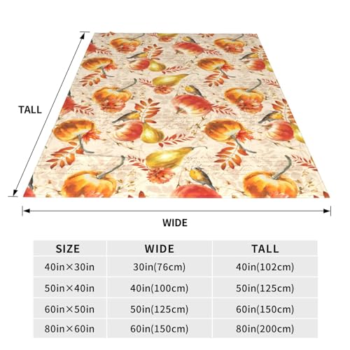 Joktacular Autumn Pumpkin Flannel Throw Blanket, Soft Fall Decor, 50"x40"