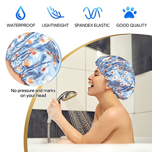 Fishent Oversized Waterproof Shower Cap for Long Hair with PEVA Lining