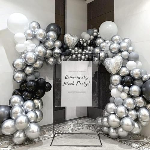 12-Inch Metallic Silver Balloons - 50 Pack for Events