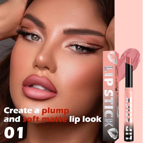 QIDSTERS Matte Lipstick Crayon, Long Lasting Waterproof Nude Lip Pencil
