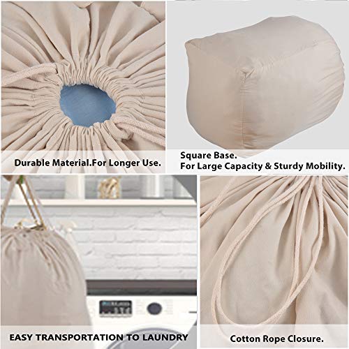MCleanPin Washable Laundry Bags with Handles, 140L Storage - Beige (2 Pack)