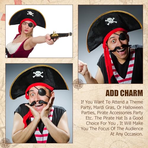 Hsei Pirate Hat for Adults - Captain Cap with Skull Print