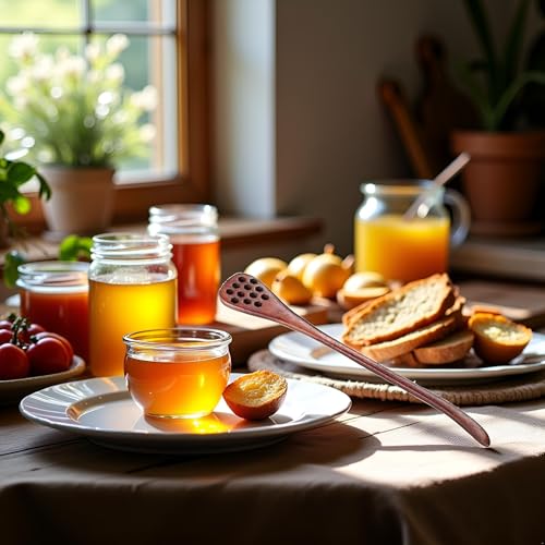 Myuiao Wooden Honey Dipper Stick - Handmade Long Handle Drizzler Spoon