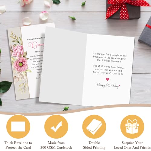 Heartfelt Birthday Card for Daughter | Poetic Floral Design