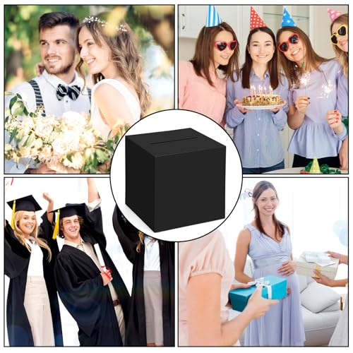 Black Card Box for Weddings & Events - 10x10x10 Inch Gift Holder