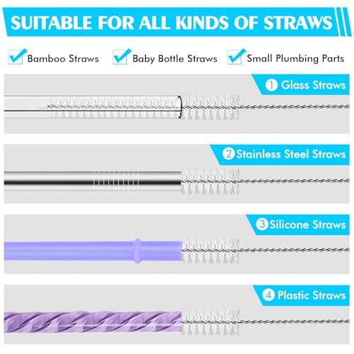 INVODA 12-inch Straw Cleaning Brush Set for Stanley Cups - 12-Pack
