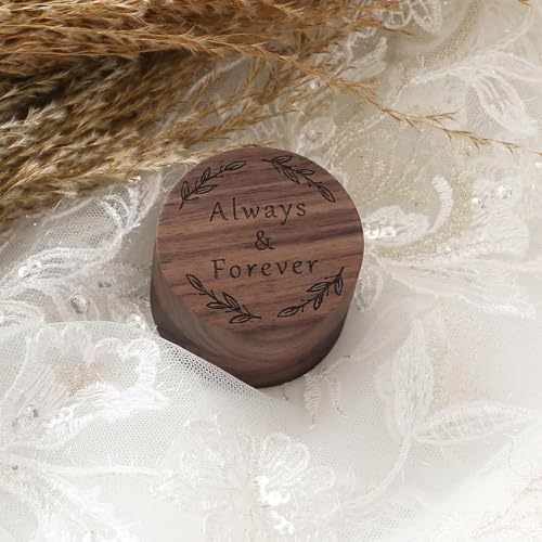 Always&Forever Wooden Ring Box for Wedding Ceremony and Engagement Proposal