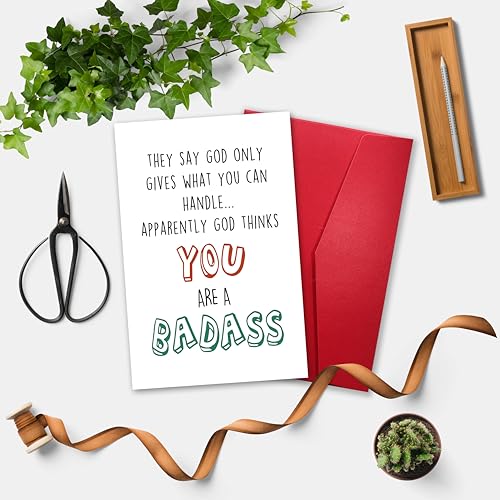 Badass Encouragement Card - Humorous Gift for Cancer Survivors