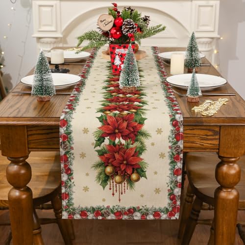 Christmas Table Runner 13x48 Inch Holiday Decor for Festive Dining