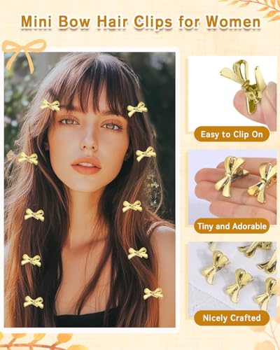 Small Gold Metal Bow Hair Clips - 20 Pcs Mini Claw Clips Bulk