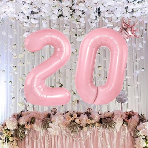 Number 20 Rose Gold Crown Balloon Set for 20th Birthday Anniversary