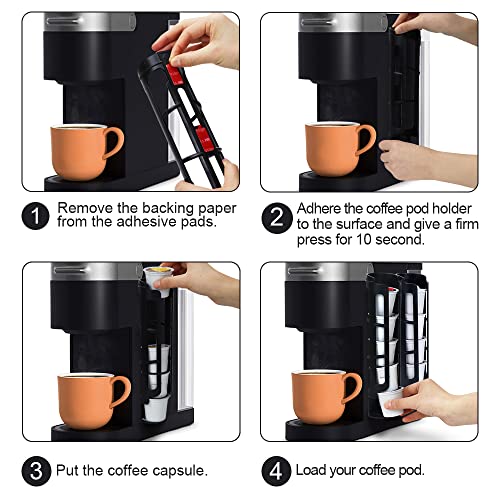 SUNGRACE K-Cup Holder for Keurig Coffee Machines, Adhesive Mount, 2-Pack