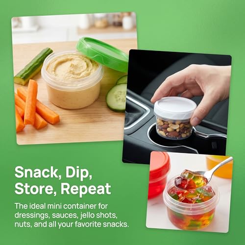 EONJOE 2oz Reusable Plastic Salad Dressing Containers with Airtight Lids - 6 Pack