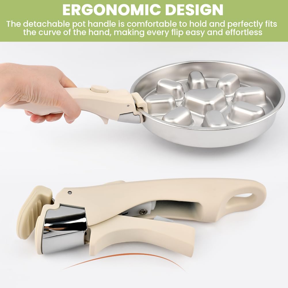 XuYelora Detachable Pot Handle, Removable Replacement Handle for Pots and Pans, Universal Cream White Pan Handles, Fits All Cookware, Heat Resistant & Durable, with 1 Hook(Cream White,Size:1pack)