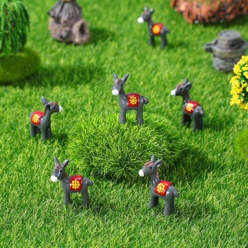 10-Piece Mini Donkey Figurine Set for Fairy Garden Decor