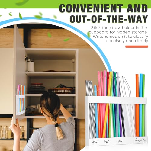 Large Acrylic Straw Holder for Cabinet Door - 9.5" Organizer