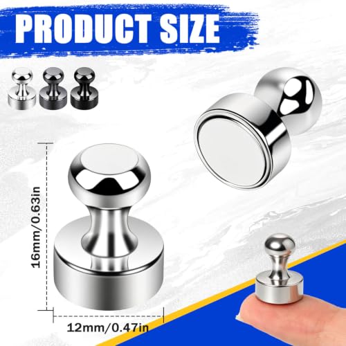 MIN CI Silver 25 Pcs Strong Fridge Magnets - Small Push Pin Magnets