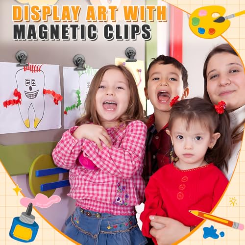 Grtard 12-Pack Heavy Duty Magnetic Clips - Black Scratch-Safe Fridge Magnets