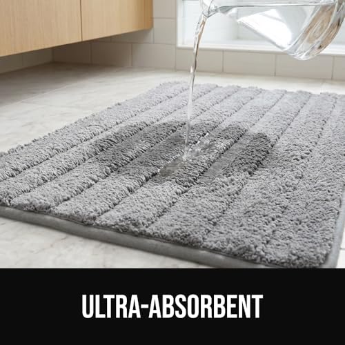 Gorilla Grip Memory Foam Bath Mat, 24x16 Gray Absorbent Bathroom Rug