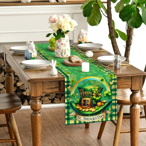 St. Patrick's Day Table Runner - 100% Linen, 13x72 Inches