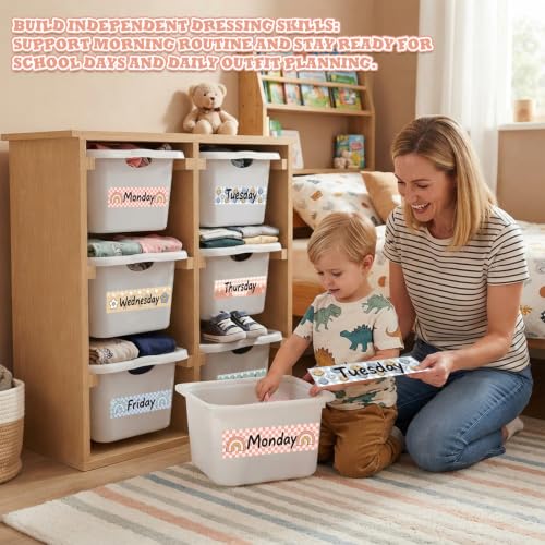 36 Pcs Days of the Week Stickers, Large Checkered Weekly Organizer Decals