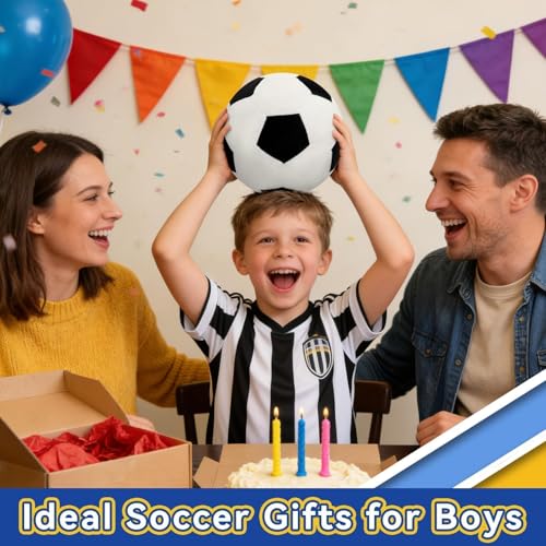 Fluffy Soccer Pillow - 8" Plush Decorative Soccer Ball for Kids