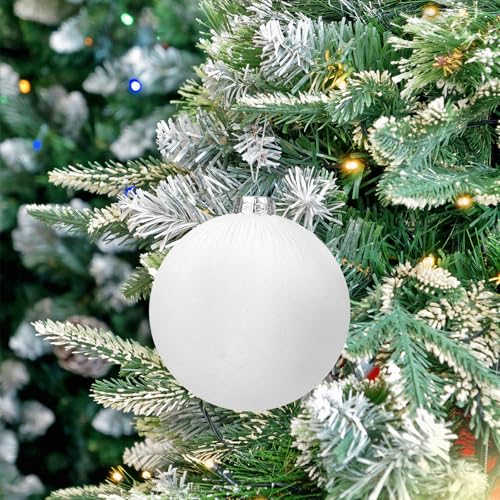 White 8-Inch Jumbo Velvet Christmas Ball Set of 4 - Large Holiday Tree Ornaments