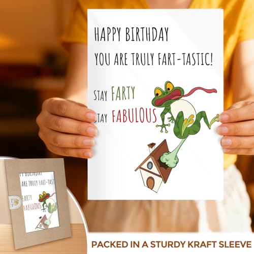 Fart-tastic Frog Birthday Card - Funny 5x7 Inch Prank Card