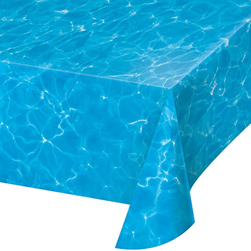 Water Print Plastic Tablecloth for Summer Pool Parties - 54" x 108"