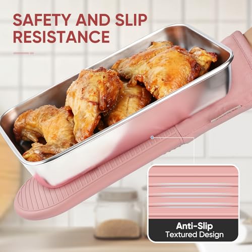 YUTAT Silicone Oven Mitts - Heat Resistant, Waterproof, 2 Pcs Set for BBQ & Baking