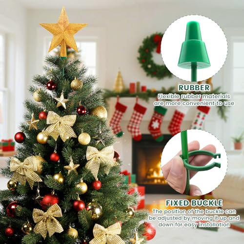 Christmas Tree Topper Holder Set with Adjustable Clips & Supports
