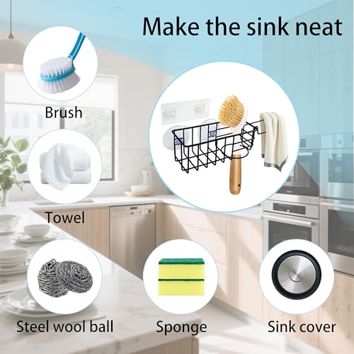 3-in-1 Stainless Steel Kitchen Sink Sponge Holder & Dish Cloth Hanger - 1p