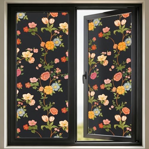 Kromapolis Blackout Window Film, Matte Floral Privacy Tint 17.5″ x 78.7″