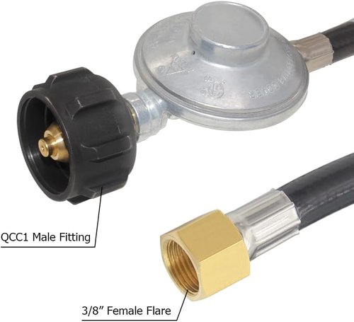 Hooshing 6FT Propane Regulator Hose - 3/8" Flare Elbow Adapter for Blackstone Griddles