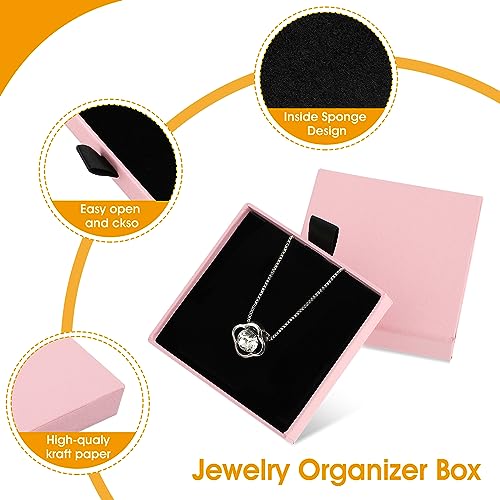 Yolev Pink Jewelry Gift Boxes - 2 Pack Cardboard for Necklaces, Earrings, Bracelets