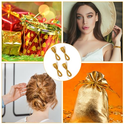Sliverdew 4 Pack 5M Gold Hair Strings for Braids and Dreadlocks